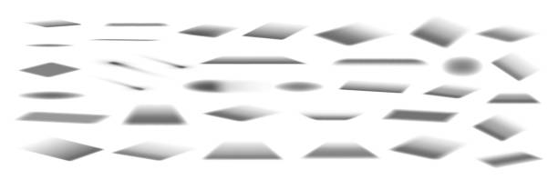Realistic vector drop shadow from different angles, sizes and directions. Isolated eye shadow collection on white background. Overlay shadow effects. Vector set, perspective, isometric, front set.