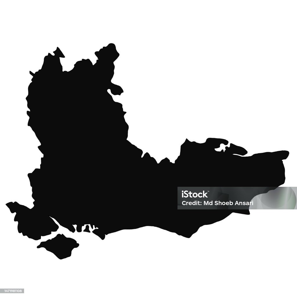 Black Map Of South East England Is A Region Of England Stock