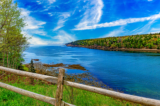 Looking out towards the Atlantic Ocean over Otter Cove in Acadia National Park