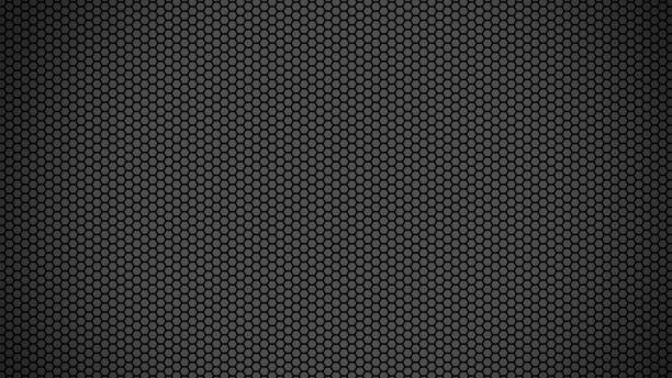 fondo de malla hexagonal de acero inoxidable negro. ilustración hexagonal tecnológica 3d. - hexagon tile pattern black fotografías e imágenes de stock