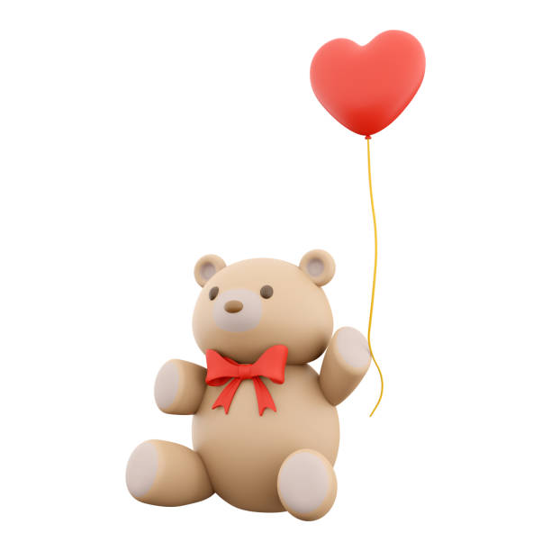 istock 3d rendering toy bear with heart on hand icon. 3d render teddy bear icon with valentine's concept. Toy bear with heart on hand. 1471987761