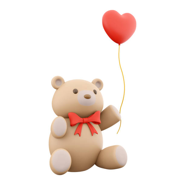 istock 3d rendering toy bear with heart on hand icon. 3d render teddy bear icon with valentine's concept. Toy bear with heart on hand. 1471987762