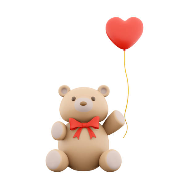 istock 3d rendering toy bear with heart on hand icon. 3d render teddy bear icon with valentine's concept. Toy bear with heart on hand. 1471987769