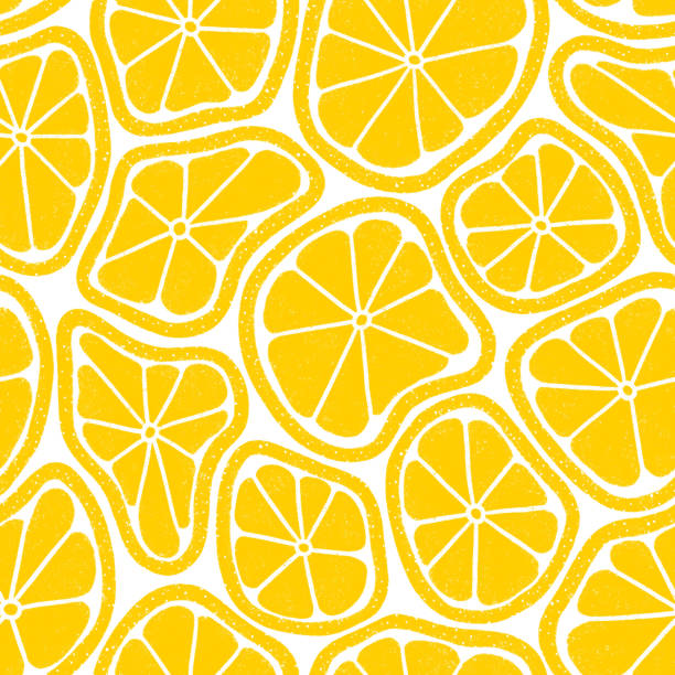 Melting lemons, citrus pattern illustration - ilustração de arte vetorial