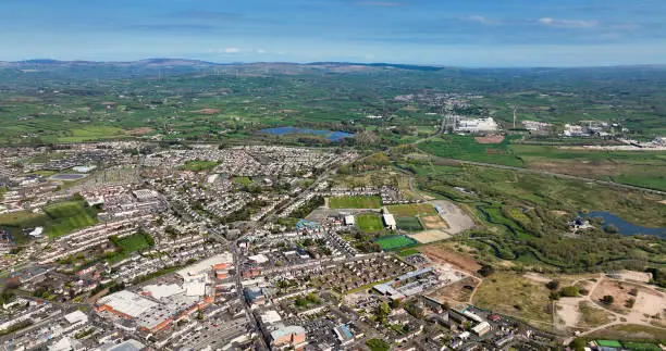 Photo of Aerial photo overlooking Industrial and Residential homes in Ballymena Town Co Antrim Northern Ireland