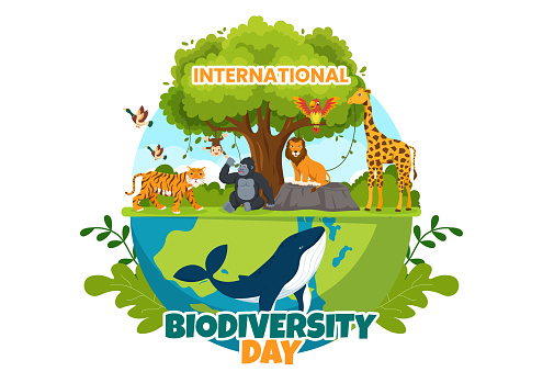 World Biodiversity Day on May 22 Illustration with Biological Diversity, Earth and Animal in Flat Cartoon Hand Drawn for Landing Page Templates