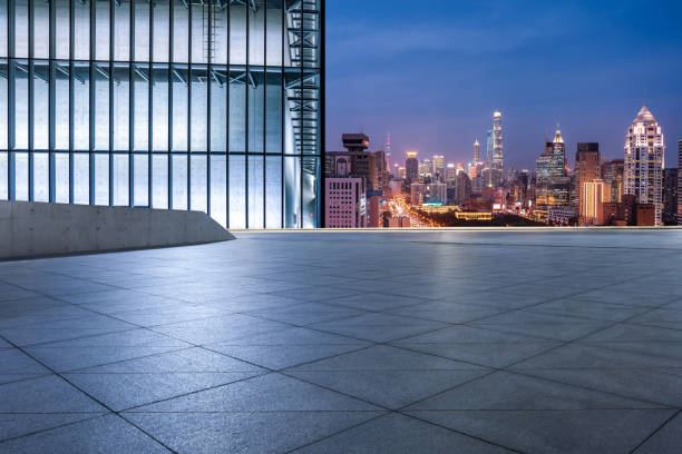 istock Empty floor and building in Shanghai 1472001649