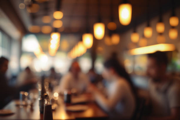 Blur people in cafe,restaurant with light abstract bokeh background in New York, New York, United States