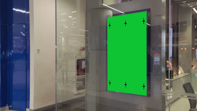 Green screen Advertising billboard for product display, Chroma key, Alpha channel.
