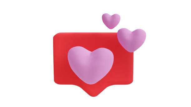 istock Red speech bubbles and hearts on white background. Blank 3D text bubbles for business design. 3D render illustration. 1472016758