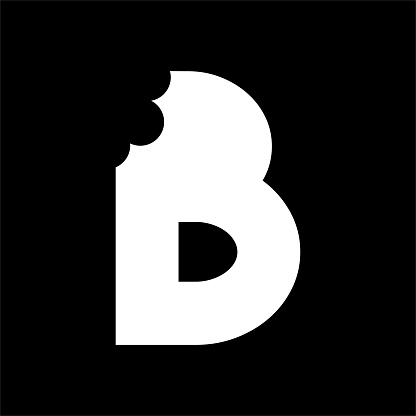 B bite letter . Unique attractive creative modern initial B with bites shape design