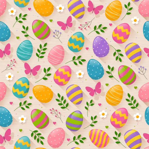 Vector illustration of Seamless pattern of colored Easter eggs.