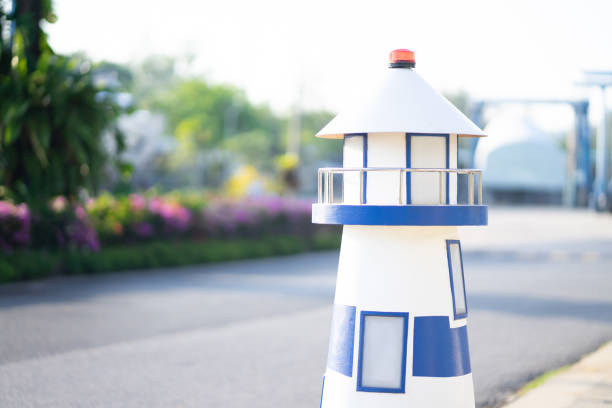 beautiful lighthouse blue white for resort decoration.