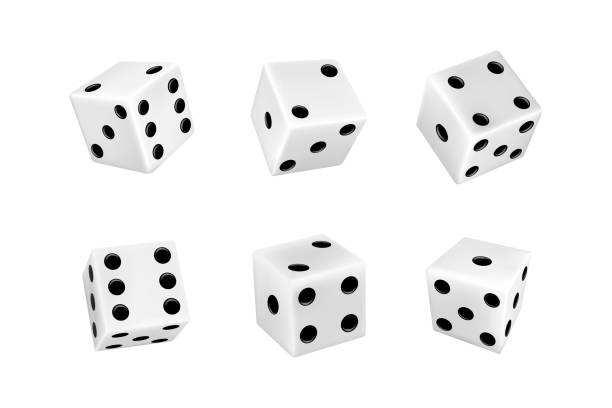 istock 3D gaming dice. Cube signs. Black and white gambling game. Realistic casino objects set. Casino gamble. Square shapes with dot numbers. Different view angle. Vector isolated illustration 1472024002