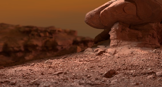 Mars space exploration planet space travel astronaut landscape, alien, rock, dirt, landing