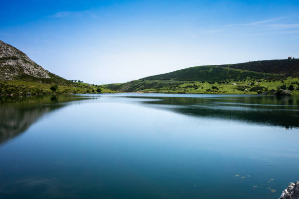 lago enol em picos de europa, astúrias, espanha - covadonga - fotografias e filmes do acervo