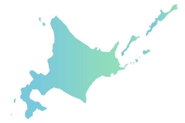 Hokkaido silhouette illustration with gradation digital illustration hokkaido stock illustrations