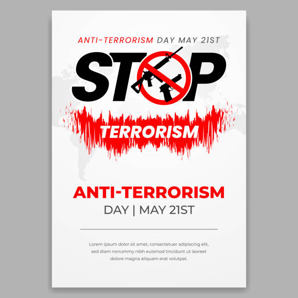 Anti-terrorism day May 21st with stop terrorism campaign flyer design Anti-terrorism day May 21st with stop terrorism campaign flyer design  Anti-Terrorism Day  stock illustrations