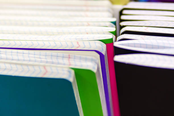 istock Checkered notebooks for school with red margins 1472026476