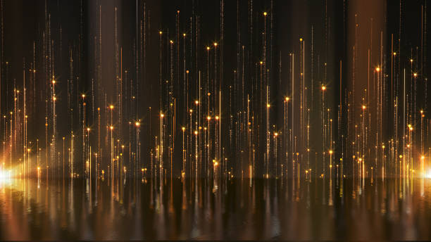 istock Gold particles stage lights elegant abstract background 1472029537