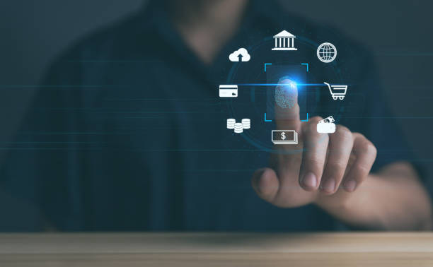 istock Businessman scanning fingerprints to access privacy and banking information cyber security 1472030254