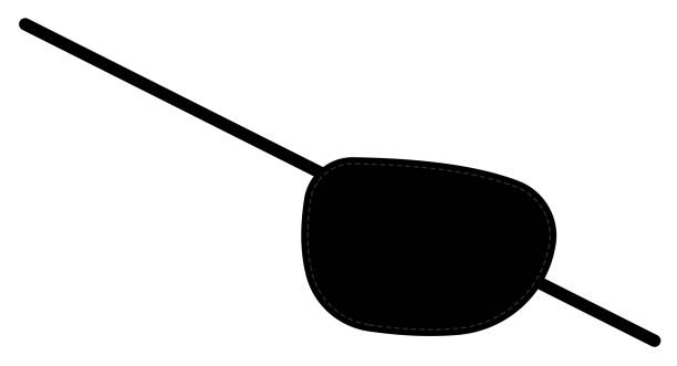 Pirate eye patch blindfold mask black silhouette vector illustration. Pirate eye patch blindfold mask black silhouette vector illustration. Corsair Halloween simple eyepatch flat design isolated on white background. one eyed stock illustrations
