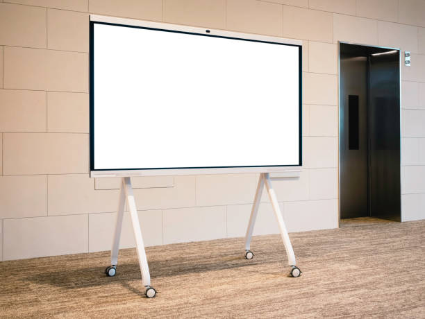 Mock up White board Sign stand Seminar Education event stock photo