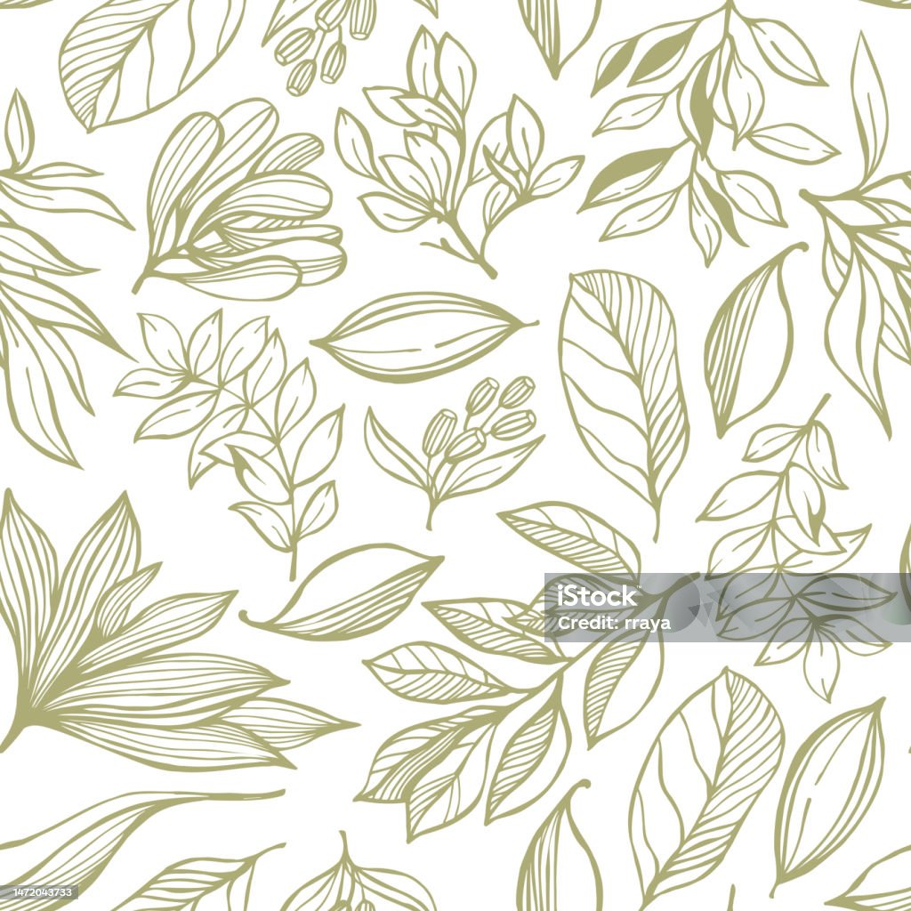 Botanical Drop Pattern Vector Botanical Pattern Stock Illustration - Download Image Now - Art ...