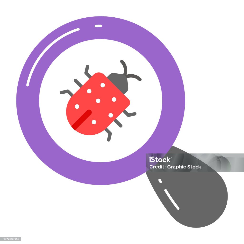 Magnifying Bug Vector Bug Under Magnifier Depicting Vector Of Virus Scanning Editable Design ...