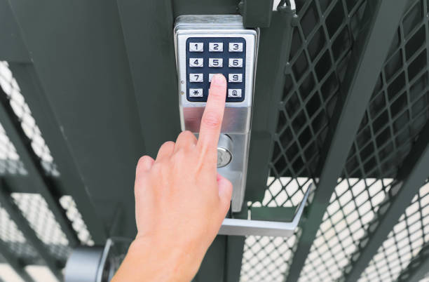 Gate with an access control keypad on a rural Porterville property