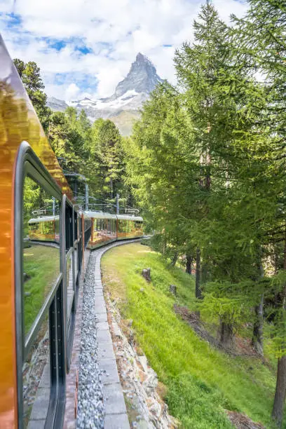 Famous cogwheel train from Zermatt to Gornergrat, Switzerland