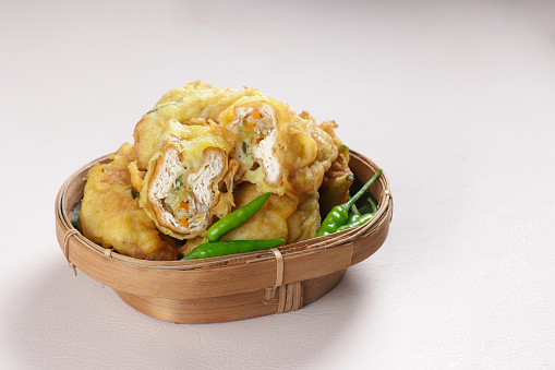 Tahu Isi Sayuran or Tahu Brontak or Gorengan is Deep Fried Stuffed Tofu.