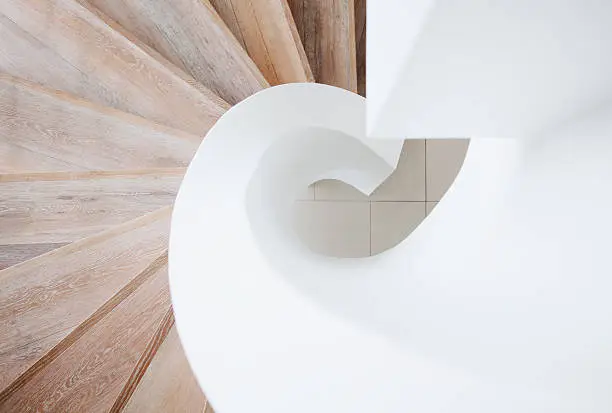Photo of High angle view of curving staircase