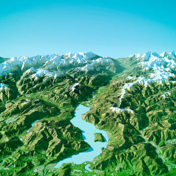 istock Lake Iseo Topographic Map 3D View Color 1472057156