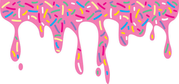 Dripping Donut Glaze and Sprinkles vector art illustration
