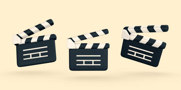 istock 3d realistic Clapperboard. Movie clapper board in plastic cartoon style. Vector illustration 1472068999