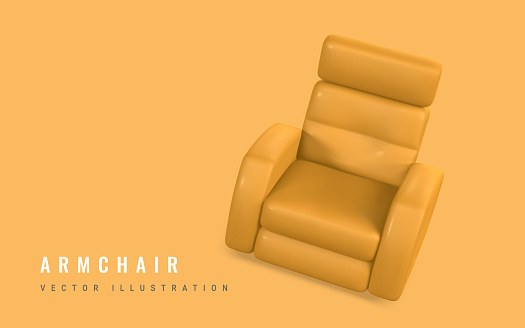 3d realistic Armchair with shadow in cartoon style. Vector illustration.