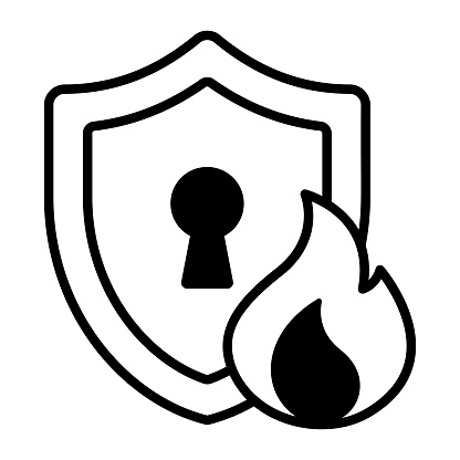 Perisai Proteksi Dengan Nyala Api Menunjukkan Konsep Vektor Proteksi