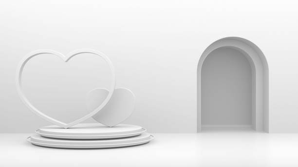 istock Minimal heart shapes background mock up podium 1472072936