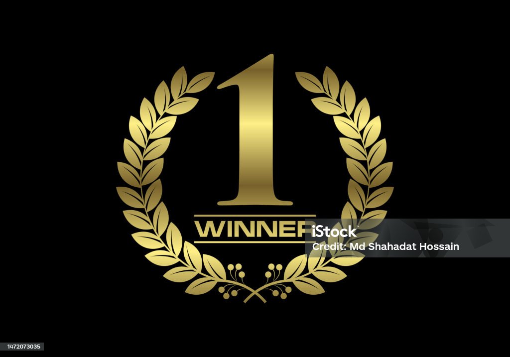 Golden Numberone Icon Award Champion Winner Success Concept Abstract