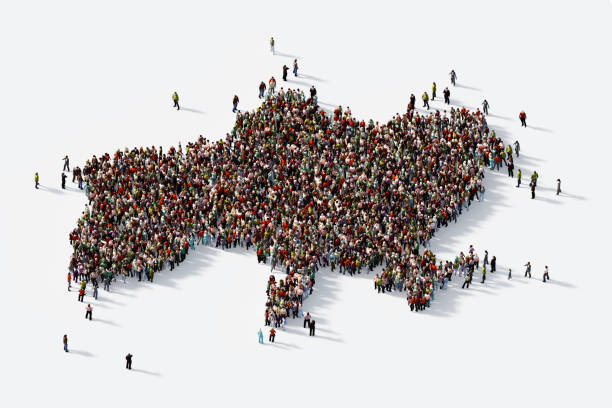 istock Human Crowd Forming Ukraine : Population And Social Media Concept 1472073059