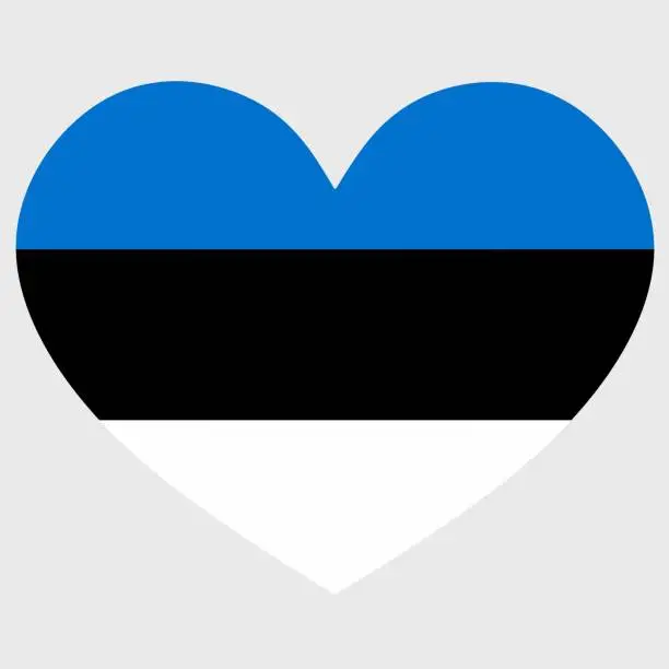 Vector illustration of Vector illustration of the Estonia flag with a heart shaped.