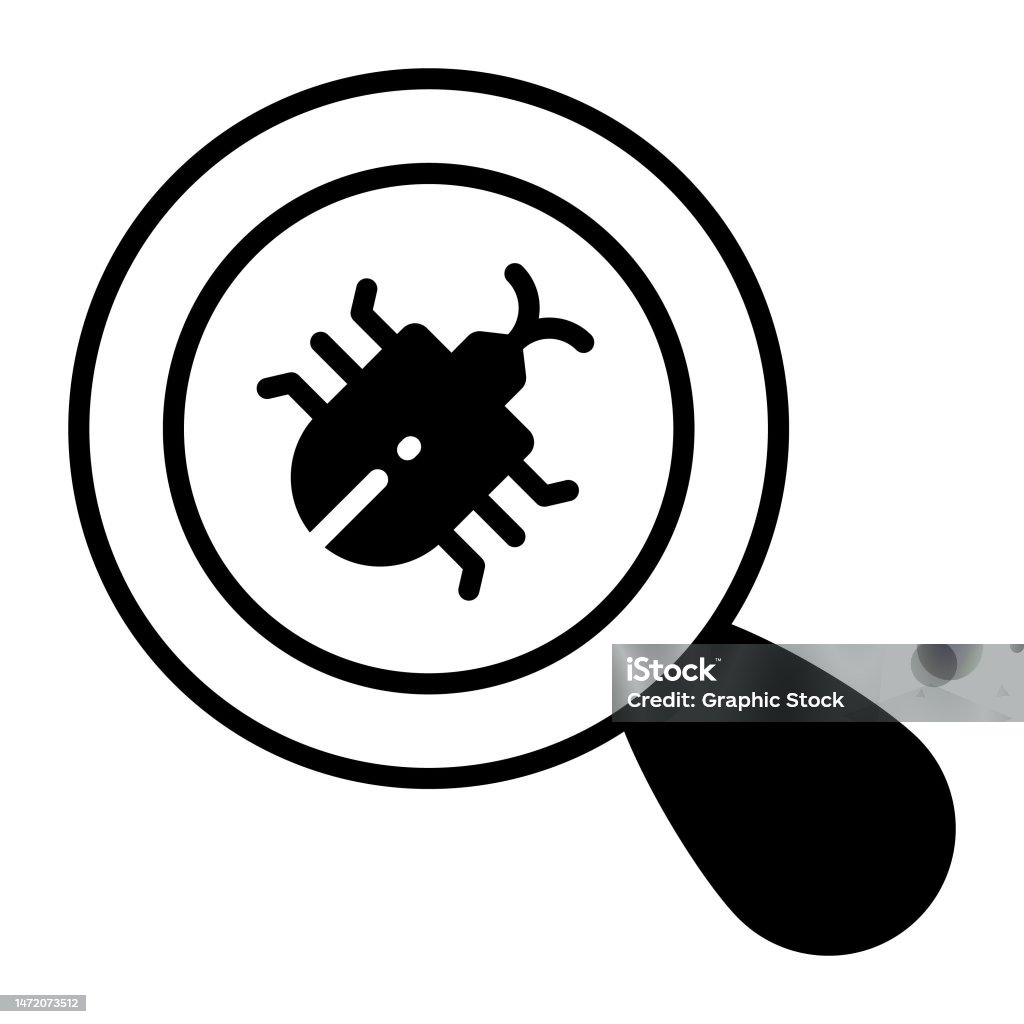 Magnifying Bug Vector Bug Under Magnifier Depicting Vector Of Virus Scanning Editable Design ...