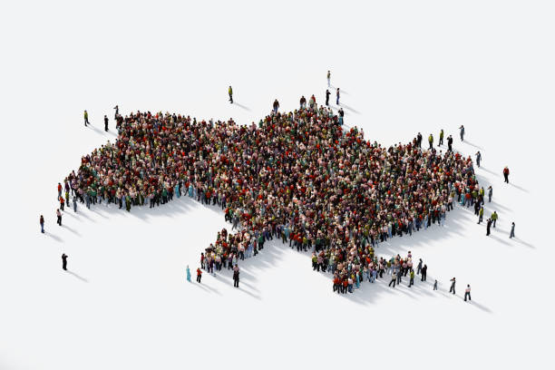 istock Human Crowd Forming Ukraine : Population And Social Media Concept 1472074292
