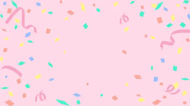 Vector illustration of Cute background illustration with pastel-colored confetti dancing in the air