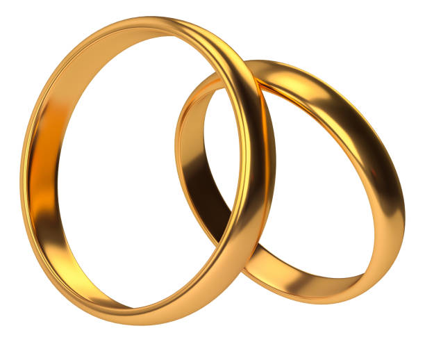 istock Illustration of two wedding gold rings isolated. Unity concepts 1472078272