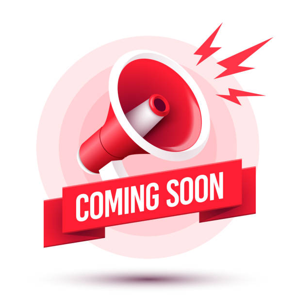 illustrazioni stock, clip art, cartoni animati e icone di tendenza di megafono illustrazione e banner con testo in arrivo - gridare