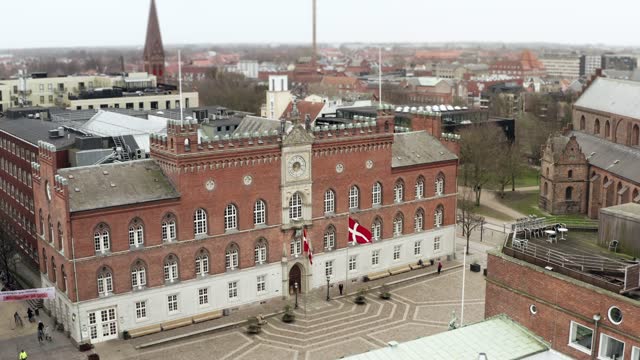 Odense City Hall on Flakhaven Town Square in Denmark