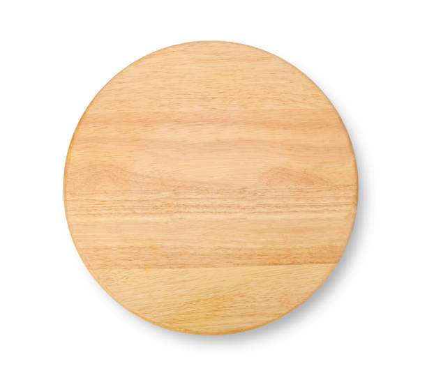 istock Circle wood tray on white background 1472085729