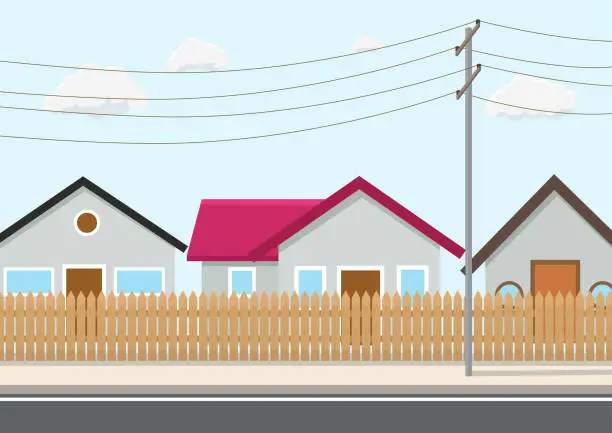 Vector illustration of roadside illustration with house